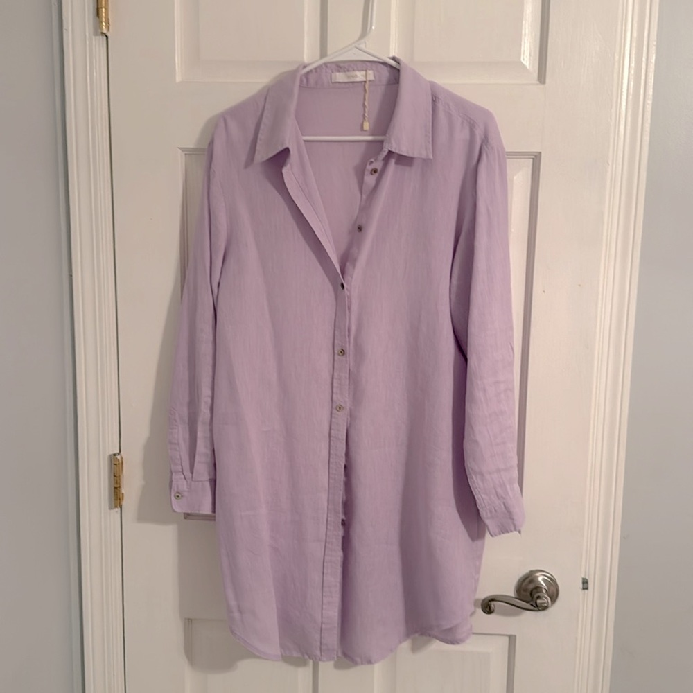Mango linen Shirt Dress
